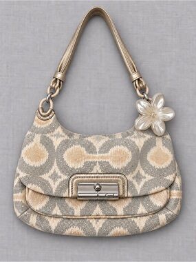 Coach Kristin Shimmer Ikat Op Art Signature Small Hippie Hobo Bag Style 17083